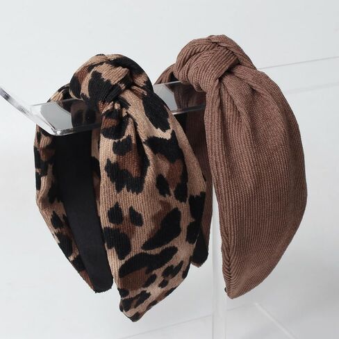 Cuizhiyu 2PK ليوبارد طباعة معقود Headbands للنساء لطيف واسعة أعلى عقدة عقال موضة سروال قصير عقدة عقال ليوبارد إكسسوارات الشعر in Kuwait