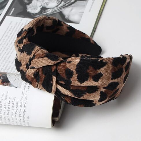 Cuizhiyu 2PK ليوبارد طباعة معقود Headbands للنساء لطيف واسعة أعلى عقدة عقال موضة سروال قصير عقدة عقال ليوبارد إكسسوارات الشعر in Kuwait
