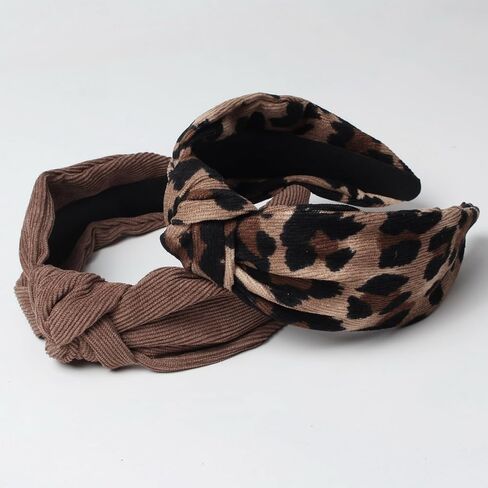 Cuizhiyu 2PK ليوبارد طباعة معقود Headbands للنساء لطيف واسعة أعلى عقدة عقال موضة سروال قصير عقدة عقال ليوبارد إكسسوارات الشعر in Kuwait