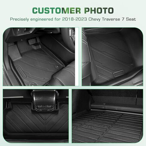for Chevy Traverse Floor Mats 2018-2023 (only for 7 Seats), Custom Fit Floor Liner for Chevrolet Traverse All Weather TPE Custom Fit Floor Liner for Traverse 7 Seat 1st, 2nd and 3rd Row and Trunk in Kuwait