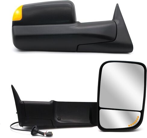 NEYASU Pair Tow mirrors fit for 1998 1999 2001 2002 Dodge Ram 1500 2500 3500 Pickup Truck Power Heated Manual Folding Black Driver and Passenger Side Towing Mirrors Replacement LH RH in Kuwait