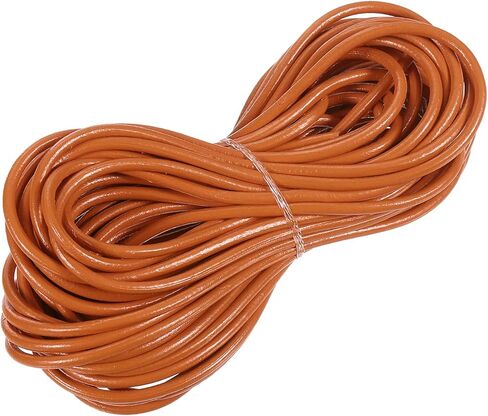 MECCANIXITY Light Coffee Leather Cord, Round Leather String Leather Lace Rope for Necklace, Bracelets, Braiding, Jewellery, Crafts,1.5mm x 20m in Kuwait