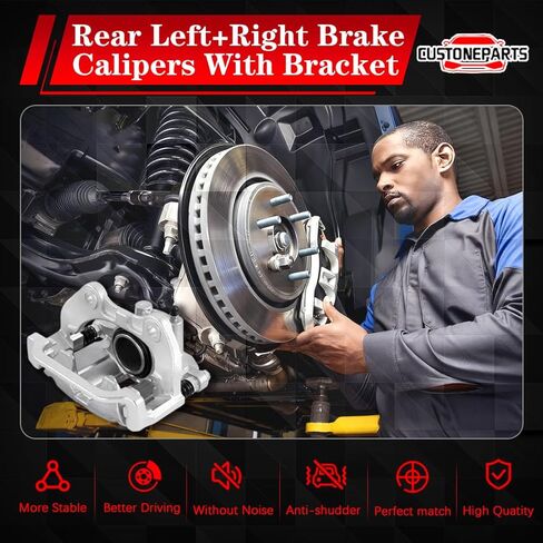 Rear Disc Brake Calipers with Brackets Pair FIT 2000-2007 Chevrolet Silverado 1500 Tahoe Suburban FIT GMC Sierra Yukon FIT Ford F-150 18-B4764 in Kuwait