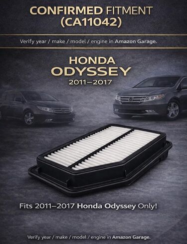 فلتر هواء المحرك CA11042، مناسب لسيارة Honda Odyssey 2017 2016 2015 2014 2013 2012 2011 V6 3.5L - يستبدل #17220-RV0-A00 in Kuwait