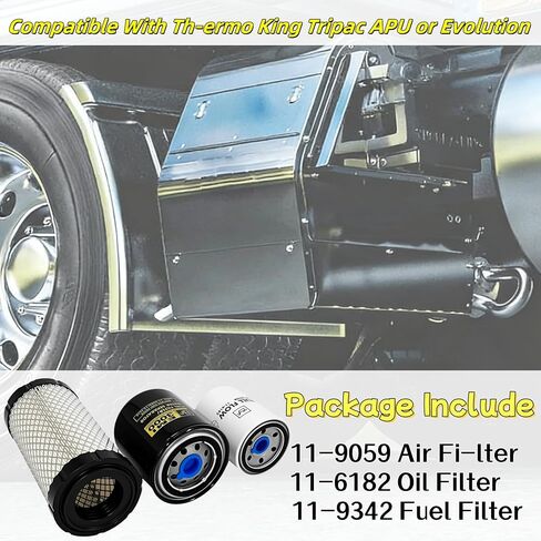 11-9059 Air Fi-lter 11-6182 فلتر زيت 11-9342 طقم صيانة فلتر الوقود مناسب لـ Th-ermo King Tripac APU أو Evolution in Kuwait