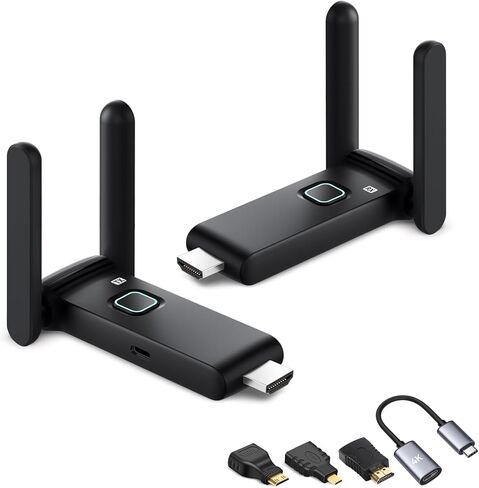 Wireless HDMI Transmitter and Two receiver4k, Plug and Play Dual Monitor Streaming/File.Portable USB-C to HDMI Wireless Extender165FT/50M, from laptops, TV Boxes to HDTV projectors and displays in Kuwait