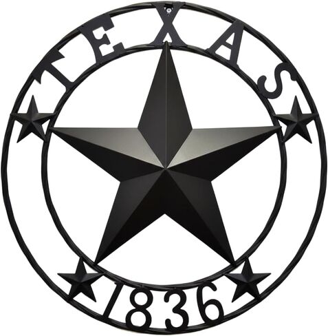 Nightclawing 40 بوصة TEXAS 1836 Barn Star لوحة جدارية معدنية، حلقة حبل ملتوية ديكور منزلي غربي، نحاس برونزي ريفي in Kuwait