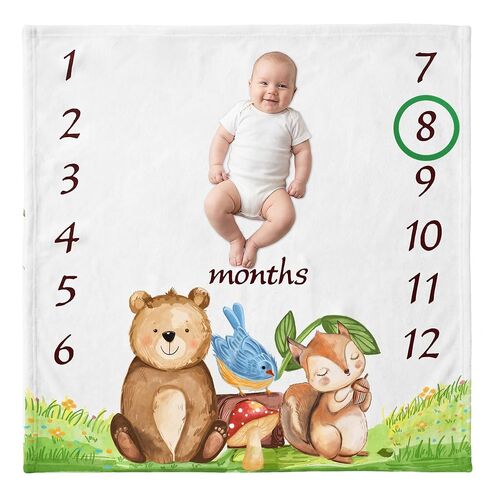 Baby Monthly Milestone Blanket for Baby Girl – Soft Fleece Months Baby Milestone Blanket for Newborn, Floral Photography Background Baby's First Year Milestone Blanket Nursery Decor, 50" x 40" in Kuwait