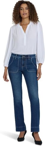 NYDJ Women's Petite Barbara Bootcut Rounded Utility Pocket Jeans in Dark Loire in Saudi Arabia