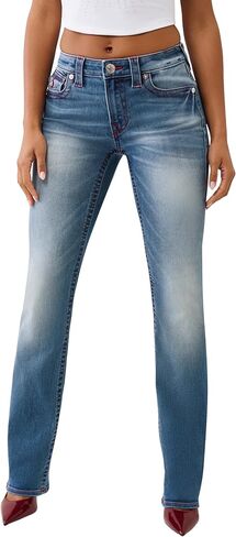 True Religion Billie Mid Rise Straight Womens Denim Jeans | Signature Horseshoe Back Flap Pockets in Saudi Arabia
