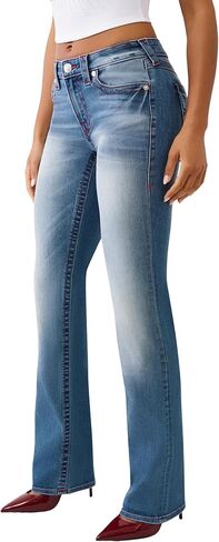 True Religion Billie Mid Rise Straight Womens Denim Jeans | Signature Horseshoe Back Flap Pockets in Saudi Arabia