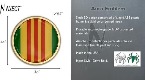 Vietnam Veteran Gold Plastic Emblem for Cars, Trucks, SUVs and All Auto | Universal Fit at 3.4" | Weatherproof | Made in The USA in Kuwait