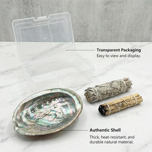 BRBASAP Large Abalone Shell Bowl with a Clear Box 4.7-5.12 Inch Natural Smudge Bowl for Sage Burning and Incense Sea Shell Smudging Bowl for Decor and Display in Saudi Arabia