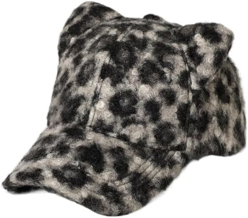 Winter Leopard Print Baseball Cap Fashion Warm Fuzzy Cute Cat Ear hat Vintage Casual Adjustable Hats Y2K hat in Kuwait