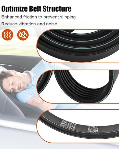 Engine Serpentine Drive Belt Kit Replace 6PK2613 Fit for Ford Expedition F150 Windstar Buick Century Electra Riviera Chevrolet C3500HD Malibu Replace K061031 F78Z8620BA, EPDM Rubber V-Ribbed Belts in Saudi Arabia