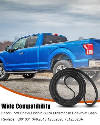 Engine Serpentine Drive Belt Kit Replace 6PK2613 Fit for Ford Expedition F150 Windstar Buick Century Electra Riviera Chevrolet C3500HD Malibu Replace K061031 F78Z8620BA, EPDM Rubber V-Ribbed Belts in Saudi Arabia