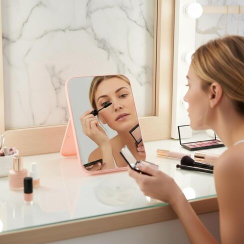 12 قطعة من مرايا مكياج سطح المكتب، مرآة مكتب مكياج صغيرة قابلة للطي مقاس 8 بوصات مع حامل، قابلة للتعديل 90 درجة، طاولة زينة للسفر لحفلات السبا، والبنات، والنساء، والجمال، 4 ألوان in Kuwait