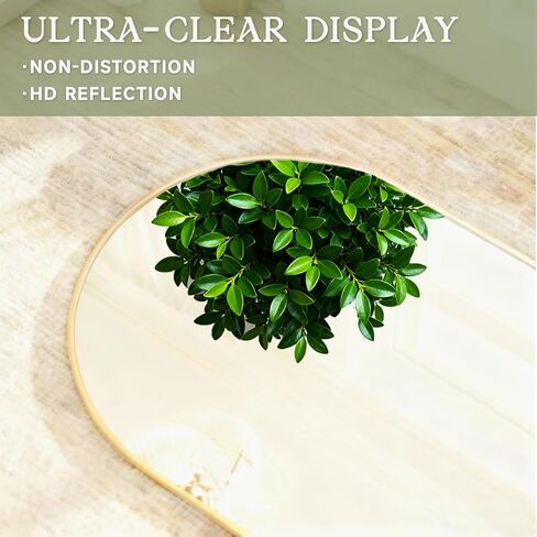 MISSDAY 64"x21" Arched Full Length Mirror, Gold Full Body Mirror with Stand, Floor Mirror Long Free Standing, Leaning or Hanging, Aluminum Thin Frame Wall-Mounted Mirrors Wall Mirrors for Bedroom in Kuwait