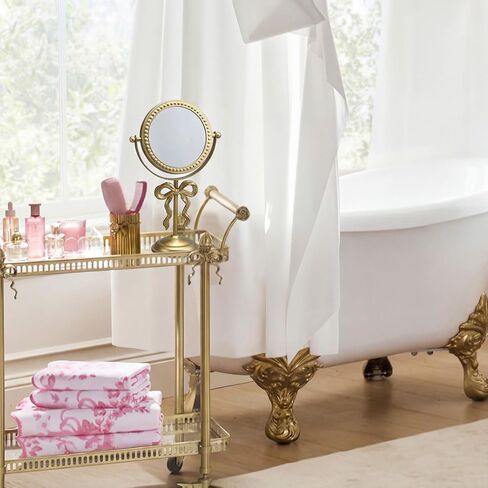 Novabright Golden Bow Vanity Makeup Mirror Tabletop One-Sided Mirror Vintage 7-inch Aesthetic Mirrors with Stable Base Swivel Design for Bedroom Dresser, Bathroom, Living Room & Dorm in Kuwait