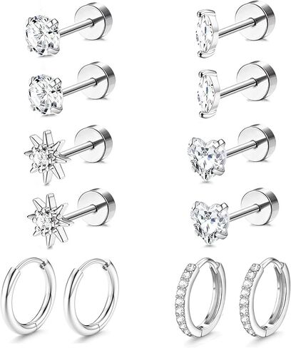 Incaton Hypoallergenic Gold Stud Earrings for Women 14k Gold Plated Surgical Stainless Steel Flat back Earrings Set Small Huggie Hoop Flatback Earring for Sensitive Ears Cartilage Piercing Jewelry in Kuwait