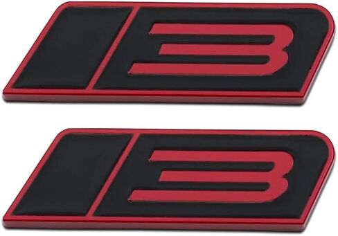 2Pcs Chrome 3D Metal Stage 3 Logo Car Trunk Roush Emblem Turbo GT Badge Sticker Decal (Silver&Red&Black) in Saudi Arabia