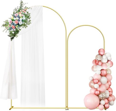 Arch Backdrop Stand and Cover Set(7.3FT,6.6FT,6FT) Metal Balloon Arch Stand Frame for Wedding Birthday, Party, Baby Shower, Graduation Ceremony,Valentine's Day, Beige in Saudi Arabia