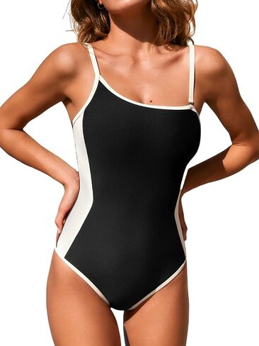 CUPSHE Women's One Piece Swimsuit One Shoulder Removable Straps Adjustable Bathing Suit Color Block Slimming Swimwear in Saudi Arabia