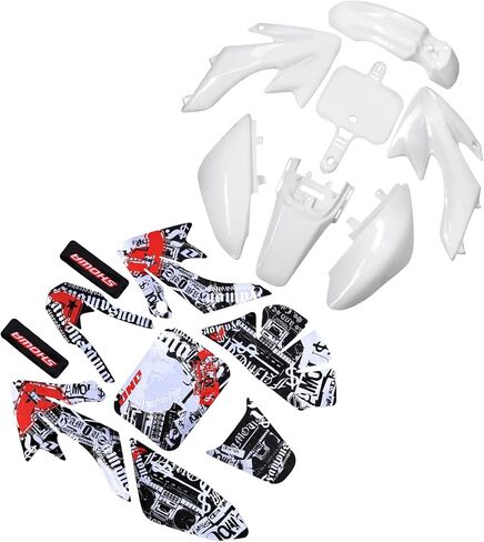 ABS Plastics Fender Fairing Body Work Kit with Graphics Decals for CRF50F XR50R CRF XR 50 SSR Chinese SSR 110cc 125cc Dirt Pit Bike (White) in Kuwait