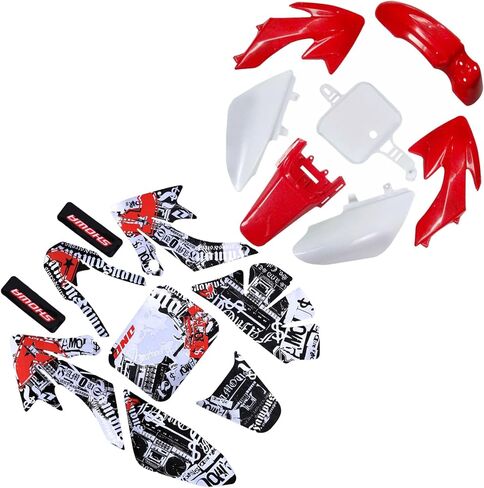 ABS Plastics Fender Fairing Body Work Kit with Graphics Decals for CRF50F XR50R CRF XR 50 SSR Chinese SSR 110cc 125cc Dirt Pit Bike (White) in Saudi Arabia