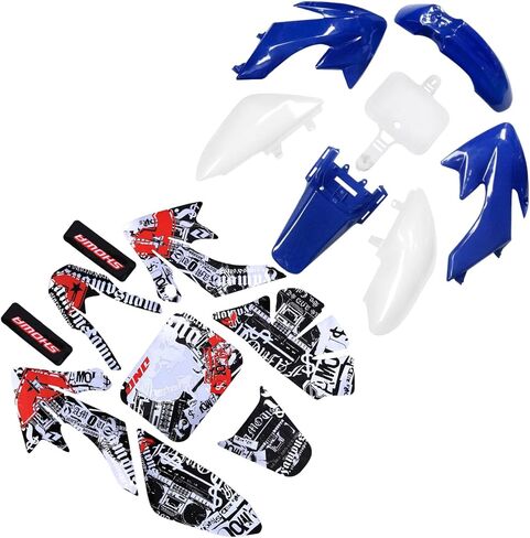 ABS Plastics Fender Fairing Body Work Kit with Graphics Decals for CRF50F XR50R CRF XR 50 SSR Chinese SSR 110cc 125cc Dirt Pit Bike (White) in Saudi Arabia