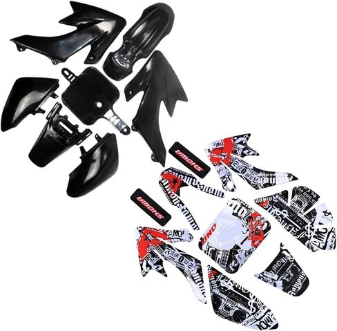 ABS Plastics Fender Fairing Body Work Kit with Graphics Decals for CRF50F XR50R CRF XR 50 SSR Chinese SSR 110cc 125cc Dirt Pit Bike (White) in Saudi Arabia