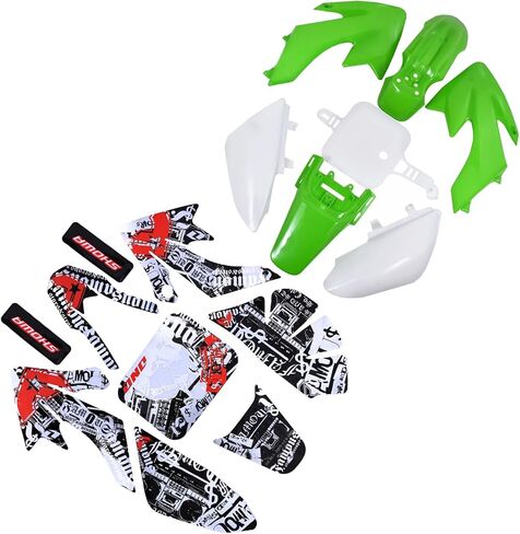 ABS Plastics Fender Fairing Body Work Kit with Graphics Decals for CRF50F XR50R CRF XR 50 SSR Chinese SSR 110cc 125cc Dirt Pit Bike (White) in Saudi Arabia