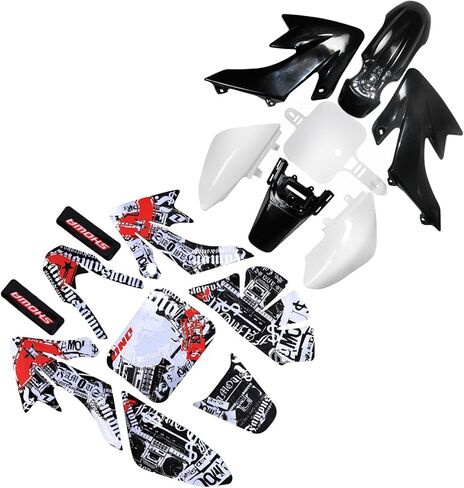ABS Plastics Fender Fairing Body Work Kit with Graphics Decals for CRF50F XR50R CRF XR 50 SSR Chinese SSR 110cc 125cc Dirt Pit Bike (White) in Saudi Arabia