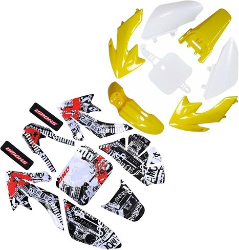 ABS Plastics Fender Fairing Body Work Kit with Graphics Decals for CRF50F XR50R CRF XR 50 SSR Chinese SSR 110cc 125cc Dirt Pit Bike (White) in Saudi Arabia