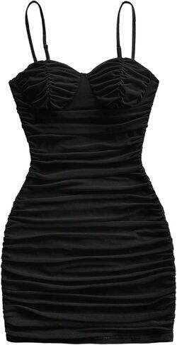 Verdusa Women's Rave Ruched Bodycon Dresses Sleeveless Mini Cami Dress Club Outfits in Saudi Arabia