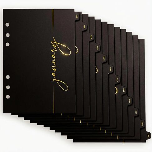 A5 Binder Dividers مع علامات تبويب شهرية-12 علامات تبويب فهرس شهرية ، 6 حفرة تم الحصول عليها مسبقًا للمخططين وأجهزة الكمبيوتر المحمولة-منظمة متينة وأنيقة لمجلدات A5 ، 8.5 "*5.5" in Saudi Arabia