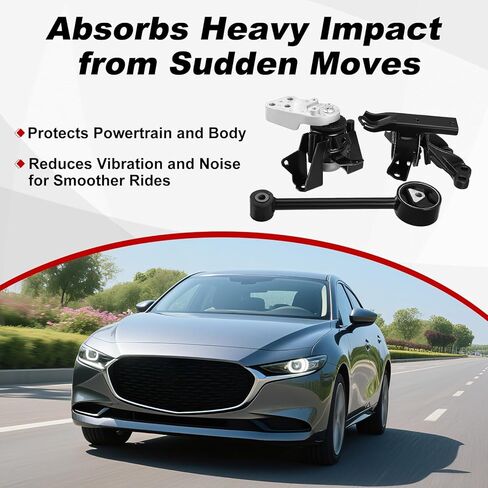 3 PCS Engine Motor Mount and Trans Mount Compatible with Mitsubishi Mirage 2014-2022 Mirage G4 1.2L 2017-2022, Transmission/Right Side Motor and Bone Mount Strud, 1093A146 2910A106 1092A096 2910A317 in Kuwait