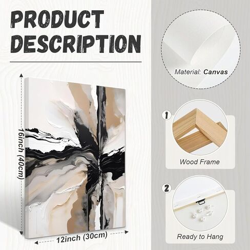 lyphnx مؤطرة باللونين الأسود والبني مجردة هندسية قماش جدار الفن الحديث رمادي أبيض بيج طباعة ملصق مجموعة من 3 اللوحة السكتات الدماغية فرشاة الطين صورة ديكور المنزل للحمام غرفة نوم مكتب 12 "x16" in Kuwait
