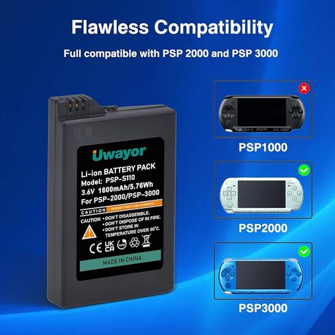 PSP 2000/3000 بطارية لـ Sony PSP-2000 PSP-2001 ، PSP-S110 ، PSP-3000 ، PSP-3001 ، PSP-3002 ، PSP-3004 Console in Kuwait