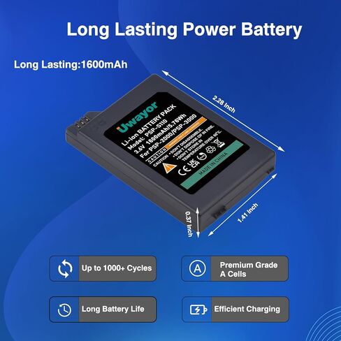 PSP 2000/3000 بطارية لـ Sony PSP-2000 PSP-2001 ، PSP-S110 ، PSP-3000 ، PSP-3001 ، PSP-3002 ، PSP-3004 Console in Kuwait