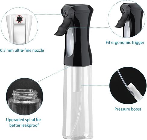 زجاجة رذاذ للشعر (6.8 أونصة/200 مل) - قطعتان من زجاجة رذاذ مستمرة لتصفيف الشعر والتنظيف والنباتات والبستنة in Kuwait