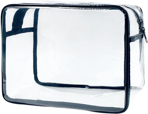 Clear Toiletry Bag, PVC Makeup Bag for Women, Spacious Transparent Cosmetic & Toiletry Pouch，Large Transparent Makeup Pouch for Travel (Clear) in Kuwait