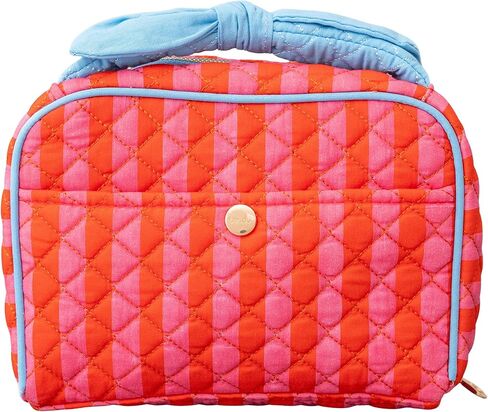 ban.do Large Toiletry Bag for Traveling, Spacious Suitcase Organizer for Makeup/Cosmetics with Pockets, Zippers, Quilted Exterior, Stripes in Saudi Arabia