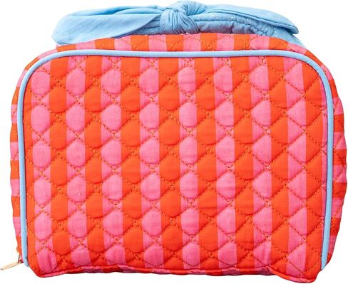 ban.do Large Toiletry Bag for Traveling, Spacious Suitcase Organizer for Makeup/Cosmetics with Pockets, Zippers, Quilted Exterior, Stripes in Saudi Arabia
