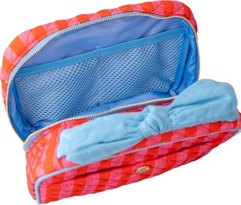 ban.do Large Toiletry Bag for Traveling, Spacious Suitcase Organizer for Makeup/Cosmetics with Pockets, Zippers, Quilted Exterior, Stripes in Saudi Arabia