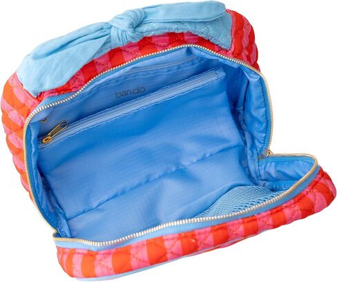 ban.do Large Toiletry Bag for Traveling, Spacious Suitcase Organizer for Makeup/Cosmetics with Pockets, Zippers, Quilted Exterior, Stripes in Saudi Arabia