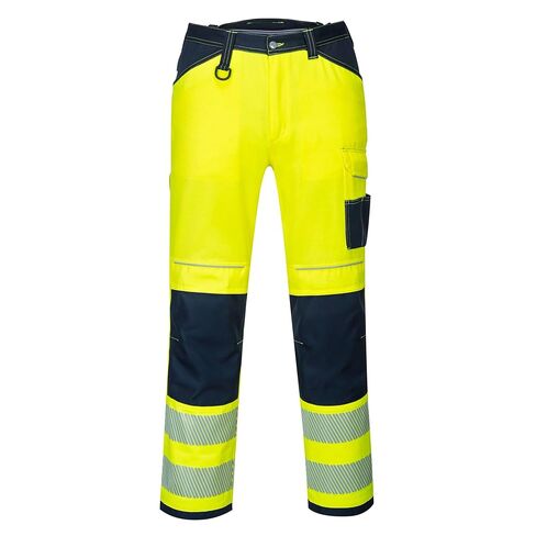 بنطال Portwest PW340 للرجال للسلامة PW3 Hi Vis، ملابس عمل خفيفة الوزن ومتينة مع جيوب ومنصات للركبة أصفر/أسود، 34 in Saudi Arabia