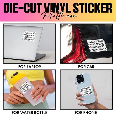 VOTANTA (3 Pcs, 3 inch) I Accidentally Became Important at Work and It's Ruining My Life Sticker, Funny Humor Office Working Gift for Coworker Colleague Sticker Decoration for Laptops, Phones in Kuwait