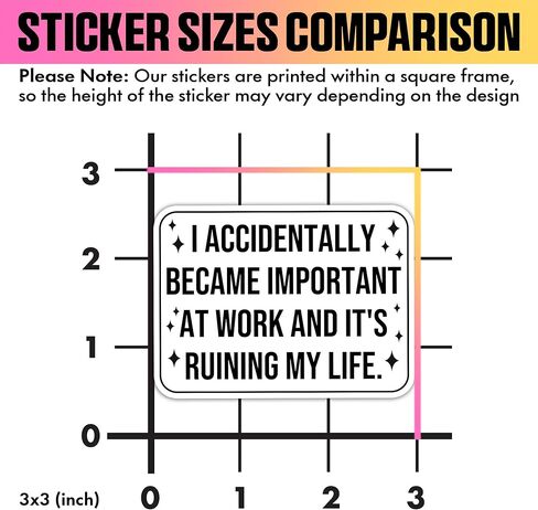 VOTANTA (3 Pcs, 3 inch) I Accidentally Became Important at Work and It's Ruining My Life Sticker, Funny Humor Office Working Gift for Coworker Colleague Sticker Decoration for Laptops, Phones in Kuwait