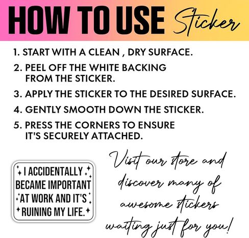 VOTANTA (3 Pcs, 3 inch) I Accidentally Became Important at Work and It's Ruining My Life Sticker, Funny Humor Office Working Gift for Coworker Colleague Sticker Decoration for Laptops, Phones in Kuwait